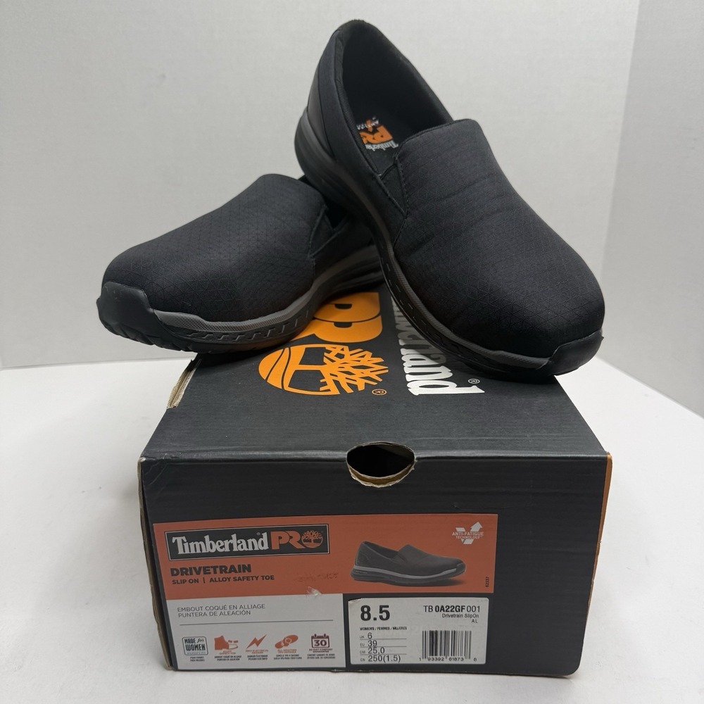NEW Timberland PRO Drivetrain Slip-On Alloy Safety Toe Shoes Women’s 8.5 Black